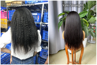 Perruques en cheveux naturels pré-épilées avec baby hair, Perruques frontales en dentelle Yaki Remy brésiliennes, Perruque frontale Kinky Straight 13x4 en dentelle