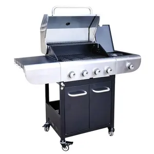 Wholesale and Promotion 4+1 Burner Gas BBQ Grill Outdoor Home Backyard Patio 4 Burner Gas Barbecue Grill with Side Burner