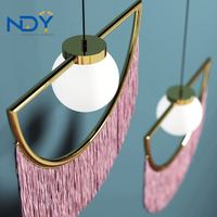 Lampe suspendue moderne en macramé doré avec pampilles, globe en verre, pour salon, chambre, café, bar, restaurant, hôtel, décoration