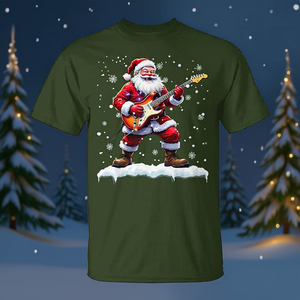 T-shirt con Babbo Natale che suona la chitarra basso, musica natalizia - Product Image 2
