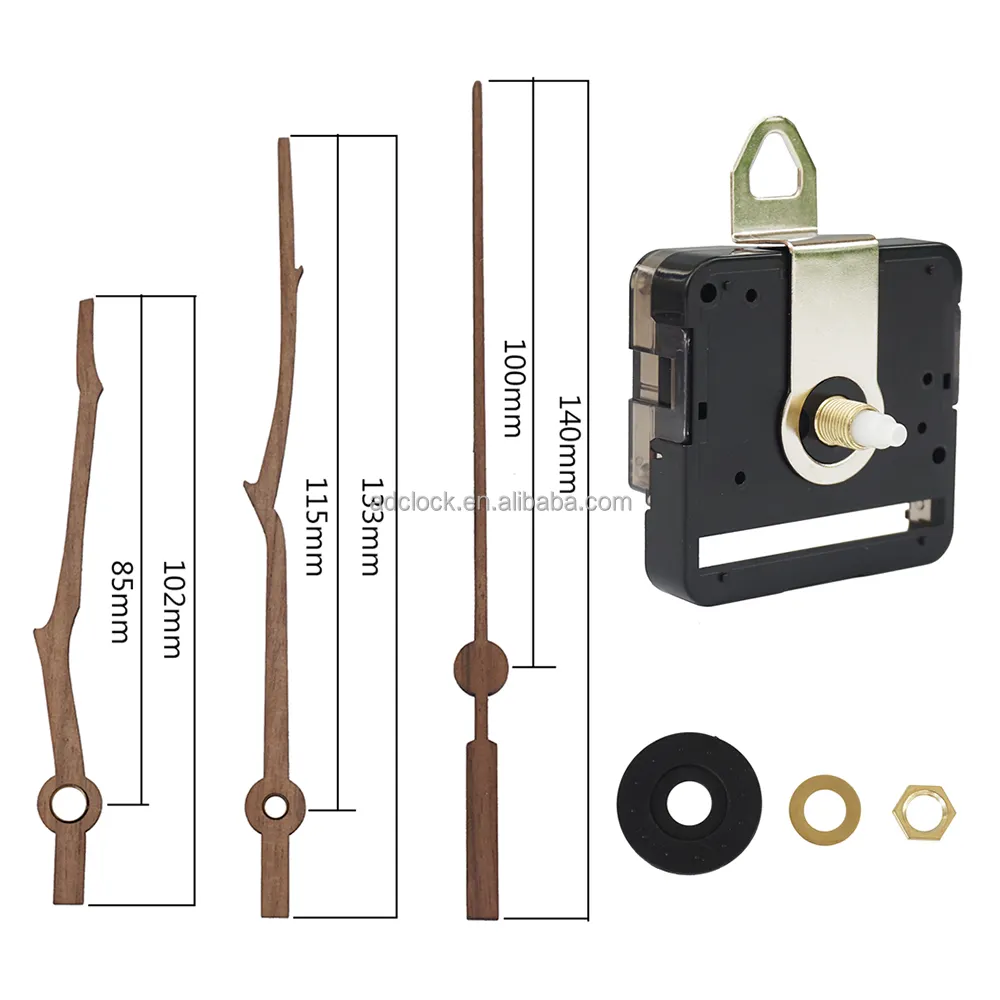 サイレントスキャンDIYムーブメントクロックセット115mmブランチデザインブラックウォールナットウッドポインターウォールクロッククリエイティブクロックアクセサリー