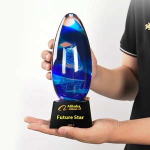 แก้วคริสตัลทรงกลมลายคลื่นสำหรับทำเองได้ถ้วยรางวัลทรงกลมและเหรียญที่ระลึกครบรอบ - Product Image 3