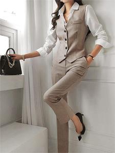Vestido de otoño nuevo de estilo coreano, chaqueta, <span class=keywords><strong>chaleco</strong></span> de moda, pantalones profesionales para <span class=keywords><strong>mujer</strong></span>, conjunto de tres piezas - Product Image 4