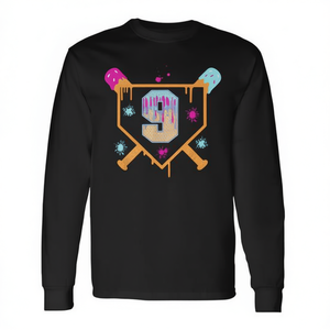 9Th Birthday Baseball Drip Long Sleeve T-Shirt <b>For</b> Boys <b>9</b> <b>Year</b> <b>Old</b> - Product Image 3
