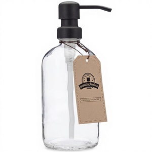 Dispensador <span class=keywords><strong>de</strong></span> Jabón y Loción Lear en Frasco <span class=keywords><strong>de</strong></span> Vidrio con Bomba Metálica (Negro/Bronce Oscuro), Botella <span class=keywords><strong>de</strong></span> Vidrio Resistente Libre <span class=keywords><strong>de</strong></span> Plomo con Tapa Negra - Product Image 1
