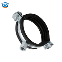 Collier de serrage pour tuyau en acier au carbone électrogalvanisé UTT61 avec revêtement en caoutchouc, fixation industrielle pour montage de tuyaux en intérieur