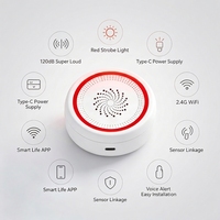 Système d'alarme de sécurité intelligent pour la maison WiFi, matériau ABS, sirène intelligente 120 dB avec 17 messages vocaux, fonction SOS/Anti-intrusion/Soin