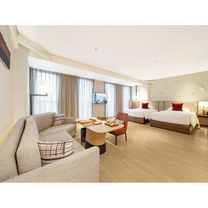 Commercial Furniture 5 Star Hotel Apartment Bedroom Sets Modern <b>Wooden</b> Bed Frame with <b>Headboard</b> & Nightstand for Hospitality - Product Image 4