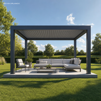 Pergola électrique en aluminium MEIXIN ORLANDO pour hôtel-villa moderne, avec toit en verre trempé plat, idéale pour les projets paysagers au bord de la piscine