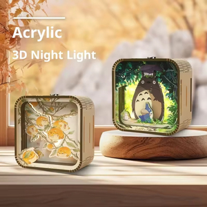 Fábrica OEM estilo de arte moderno transfronterizo 3D madera DIY luz nocturna rompecabezas decoración del hogar adornos creativos niños/adultos regalos - Product Image 4