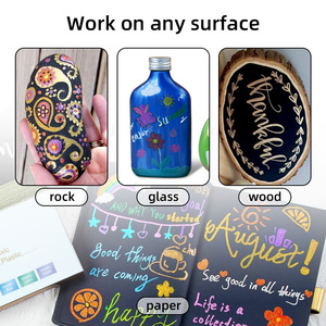 Mềm bàn chải <span class=keywords><strong>tip</strong></span> kim loại đánh dấu 10 12 màu sắc kim loại đánh dấu sơn bút cho Mô hình màu không phai sơn đánh dấu bút - Product Image 5