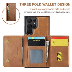 Pour <span class=keywords><strong>Samsung</strong></span> <span class=keywords><strong>Galaxy</strong></span> S22 Ultra DG.MING M5 Série <span class=keywords><strong>Zip</strong></span> RFID Multi Carte Détachable En Cuir Téléphone Cas - Product Image 5