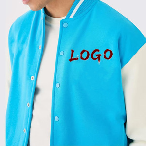 <span class=keywords><strong>Blouson</strong></span> Bomber <span class=keywords><strong>Homme</strong></span> Hiver Personnalisé avec Logo, Col Rond, Motif Lettres et Appliqué Oversize - Product Image 3