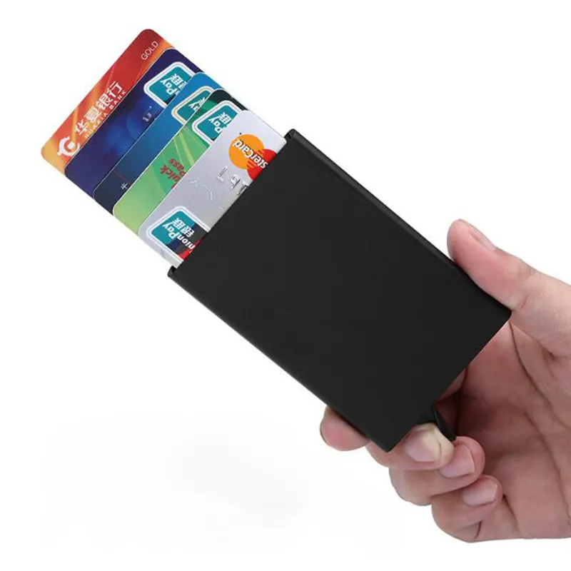 Portafoglio in metallo Ultra sottile/porta carte di credito con blocco RFID/custodia sottile in fibra di carbonio per viaggi e lavoro