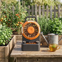 Ventilateur avec recharge USB, 10 000 mAh, adapté pour la maison et l'extérieur, FM LED