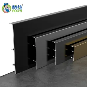 Papan Skirting Aluminium untuk dapur, papan dasar profil Skirting Aluminium logam hitam 2cm/4cm/6cm /8cm/10cm dengan tendangan jari kaki
