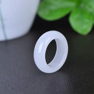 Xinjiang Golden Silk Jade <b>Ring</b>, Unisex Couple Style, Hetian Jade Color <b>Ring</b>, High-End Luxury, Niche Style, <b>Plain</b> Jade Band - Product Image 1