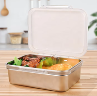 Boîte à lunch bento à 2 compartiments en acier inoxydable 304 + Tritan + silicone – Contenant portable pour préparation de repas et conservation des aliments frais