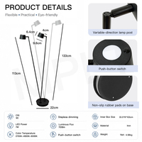 Lampe sur pied LED pour coin lecture confortable avec deux têtes réglables, lumière chaude, intensité variable, pour la maison et le bureau