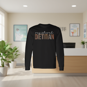 Camiseta de Manga Larga para Dietistas Registradas con Diseño de Leopardo, para el Apoyo a la Salud - Product Image 3