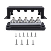 M10 Max 300V 600A Bus Bar 5 Terminal Bloc de distribution d'alimentation Connexion pour véhicule marin RV Bateau Noir