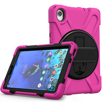 El kayışı ve rotasyon kickstand üzerinde arka kapak silikon hibrid PC tablet kılıfı için Lenovo Tab M8 2020 8.0 inç TB-8705F sert kabuk