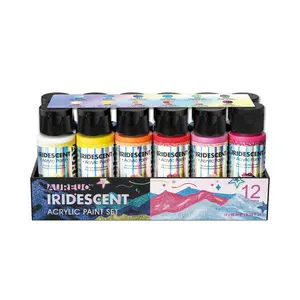 AUREUO Juego De <span class=keywords><strong>Colores</strong></span> acrílicos iridiscentes de bellas artes creativas de artista de 12 <span class=keywords><strong>colores</strong></span> <span class=keywords><strong>para</strong></span> <span class=keywords><strong>madera</strong></span> de cerámica de piedra - Product Image 1