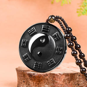 Pendentif en jade noir Bagua Tai Chi en jadéite naturelle, design original UNISEXE, cadeau avec certificat d'évaluation C229 - Product Image 6
