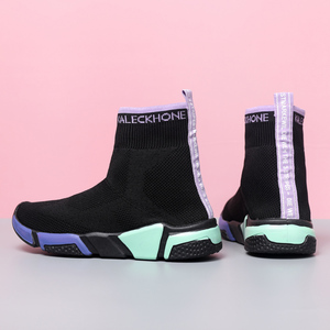 Sneakers casual da <span class=keywords><strong>donna</strong></span> a collo alto, stile stivaletto, con fondo spesso, in maglia, traspiranti, elasticizzate, per l'autunno, design Joker, Cross-Border Paris - Product Image 3