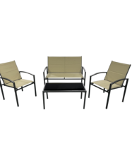 Ensemble de mobilier de patio extérieur moderne 4 pièces en fer forgé avec canapé de jardin et table en métal pour salle à manger, parc, hall, atelier