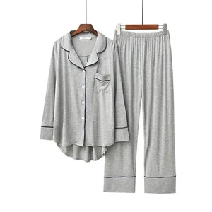 2 pezzi da <span class=keywords><strong>donna</strong></span> Casual stile coreano pigiama set a manica lunga solido modale ampio morbido e traspirante da <span class=keywords><strong>donna</strong></span> <span class=keywords><strong>abbigliamento</strong></span> <span class=keywords><strong>comodo</strong></span> per la casa - Product Image 1