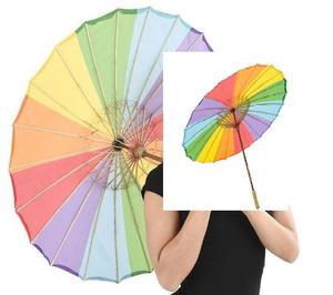 Sombrilla de Bambú Tallado con Diseño Arcoíris, Ecológica y con Estilo Romántico - Product Image 2