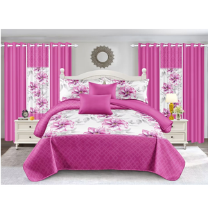 Parure <span class=keywords><strong>de</strong></span> draps 10 pièces en microfibre <span class=keywords><strong>de</strong></span> polyester à imprimé floral, style africain, avec <span class=keywords><strong>rideaux</strong></span>, faible MOQ, pliée, stock économique - Product Image 1