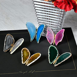 Commercio all'ingrosso prezzo più basso fetta di agata di cristallo naturale artigianato intagliato a mano <span class=keywords><strong>farfalla</strong></span> colorata spedizione gratuita - Product Image 5