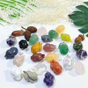 Wholesale natural crystal carving crafts animal product polished fluorite mixed mini turkey for gift children