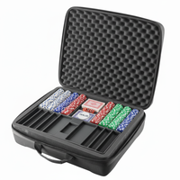 Étui de poker professionnel avec incrustation EVA personnalisée, support tout-en-un pour 500 jetons, cartes et bouton de croupier