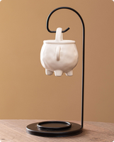 Bougeoir en céramique noire avec support brûleur à huile essentielle pour huile parfumée cire fondre plus chaud brûleur diffuseur décor de bureau