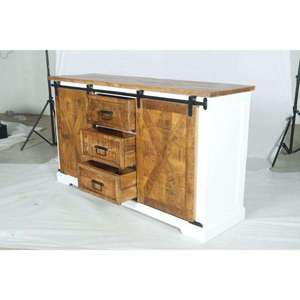 Buffet Muro II finition blanc et bois naturel avec portes coulissantes et tiroirs de rangement - Product Image 3