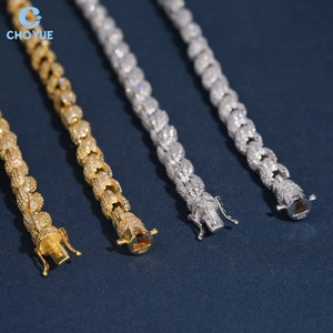 Cadena de Cuerda con Moissanita, Cadena Cubana de 8mm, Collar Chapado en Rodio, Plata Sólida 925, Joyería Hiphop Iced Out - Product Image 1