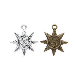 Médaillon étoile à huit branches tourbillonnant en alliage <span class=keywords><strong>de</strong></span> zinc, radiant, pour pompons <span class=keywords><strong>de</strong></span> journal nautique - Product Image 1