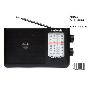 Radio Portátil de Plástico Kooltech de 4 Bandas AM/FM SW con Altavoz y Antena Integrados, Funciona con Batería, Dimensiones 22x12x5.5cm - Product Image 3