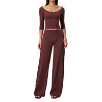 Ensemble de yoga premium en Spandex/Nylon brossé, anti-transpiration, infroissable, ajusté, avec effet taille cintrée et contrôle du ventre