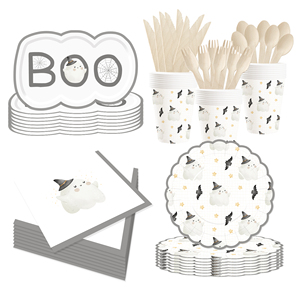 DAMAI Halloween Party Supplies Halloween Paper Plates Cups Napkins Party Disposable Tableware Set Birthday Favor for 8 Guests - Product Image 5