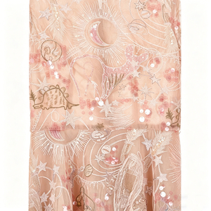 Robe longue pour <span class=keywords><strong>femme</strong></span> avec broderie étoile rose, manches longues, motif pailleté, élégante, pour <span class=keywords><strong>soirée</strong></span> formelle, cocktail ou fête - Product Image 6
