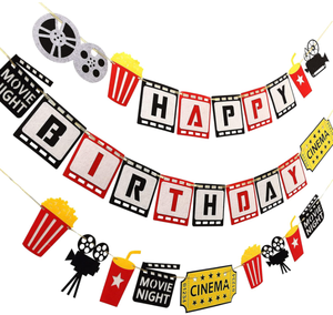 Bannière Joyeux <span class=keywords><strong>Anniversaire</strong></span> Thème Cinéma, Guirlande, Décoration de Gâteau Cupcake, Ballon en Métal et Latex pour Soirée Cinéma et Fournitures de Fête d'<span class=keywords><strong>Anniversaire</strong></span> - Product Image 4