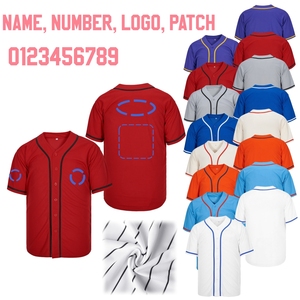 Camiseta de Béisbol en Existencia, Ropa Deportiva Informal, Bordado Personalizado, Impresión de Logotipo, Número, Letra, Camiseta Roja con Botones, Camiseta de Softbol - Product Image 1