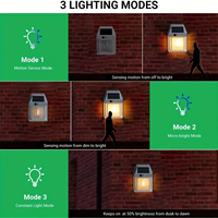 Lampe murale à capteur de mouvement à énergie solaire avec réglage de luminosité double pour clôture, patio, terrasse