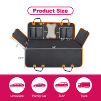 Housse de siège auto matelassée diamantée pour chien, avec passepoil orange, hamac, fenêtre en maille en forme d'os, poches de rangement, anneaux en D, logo personnalisé OEM