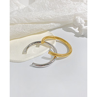 Bracelet manchette minimaliste en acier inoxydable plaqué or, incurvé en forme de C, étanche, vente en gros pour couples unisexes