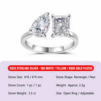 Bague personnalisée en argent sterling 925 pour femme, avec deux pierres de moissanite taille émeraude en forme de poire, vente en gros, bijoux fins pour fiançailles et mariage, directement de l'usine